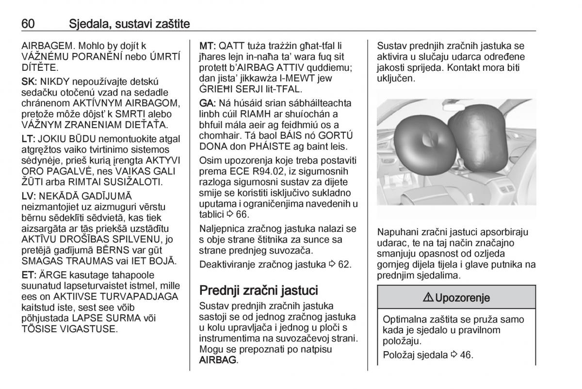 Opel Insignia B vlasnicko uputstvo / page 62