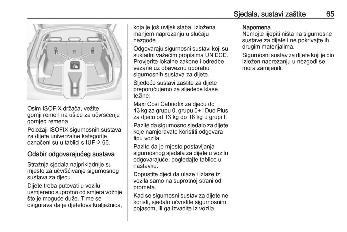 Opel Insignia B vlasnicko uputstvo / page 67