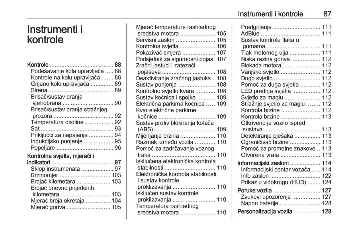 Opel Insignia B vlasnicko uputstvo / page 89