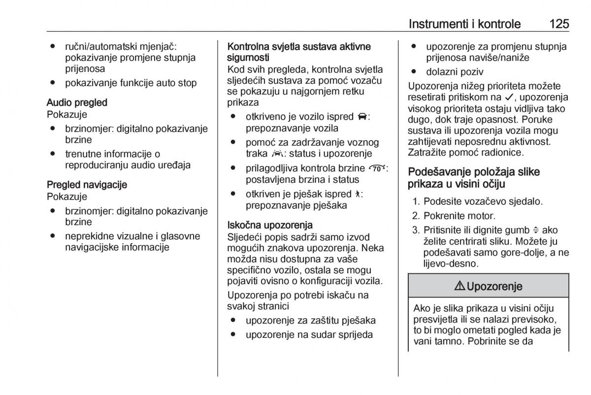 Opel Insignia B vlasnicko uputstvo / page 127