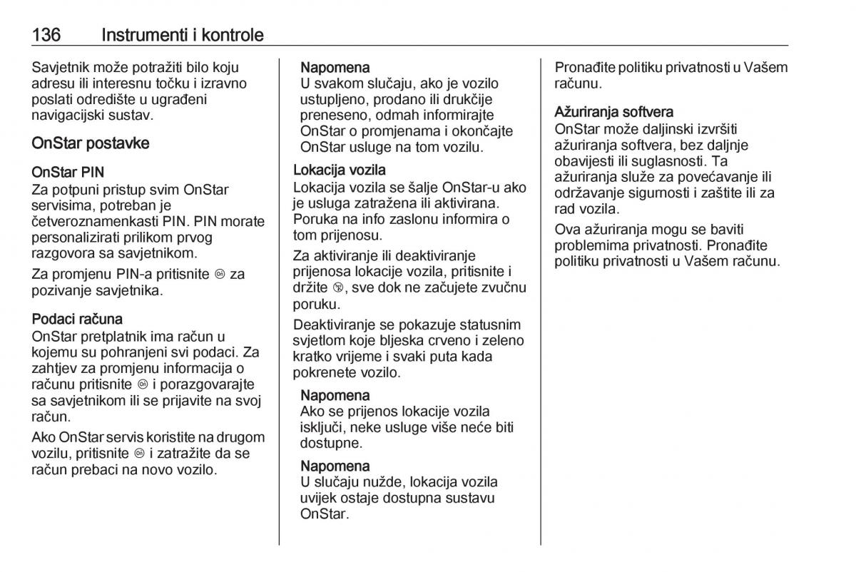 Opel Insignia B vlasnicko uputstvo / page 138