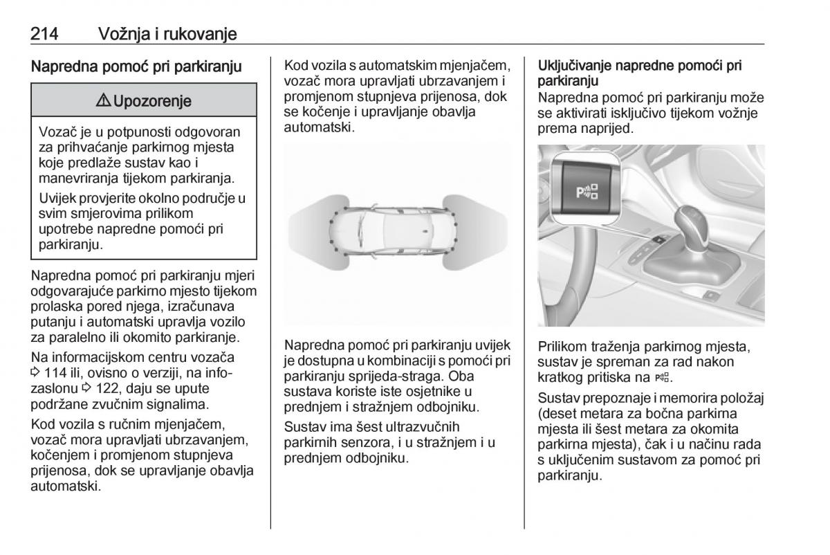 Opel Insignia B vlasnicko uputstvo / page 216