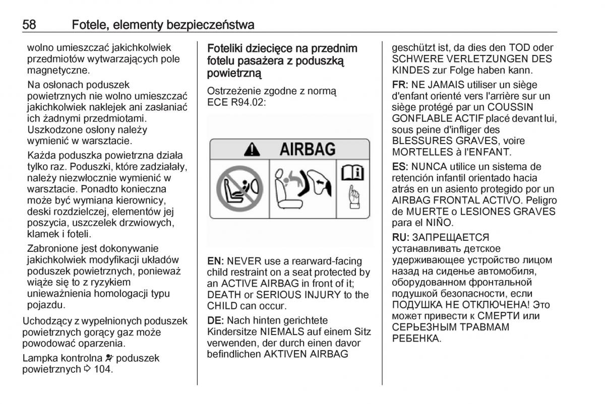 Opel Insignia B instrukcja obslugi / page 60