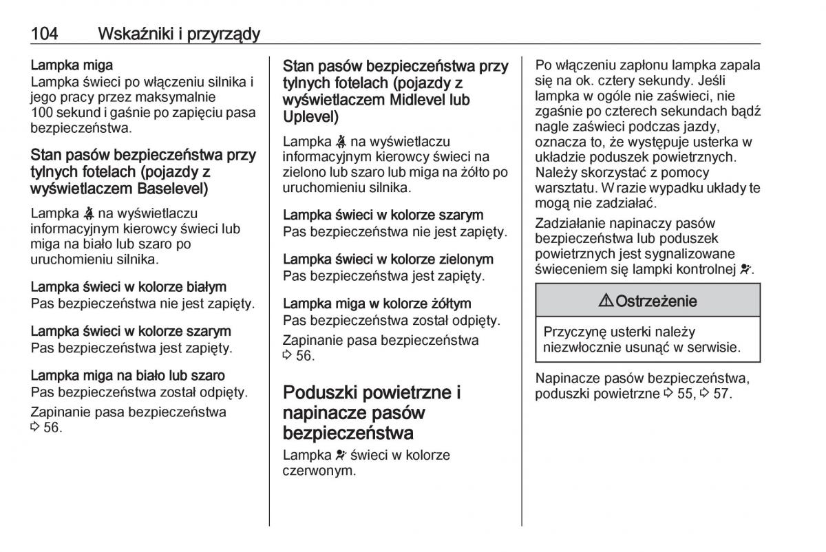 Opel Insignia B instrukcja obslugi / page 106