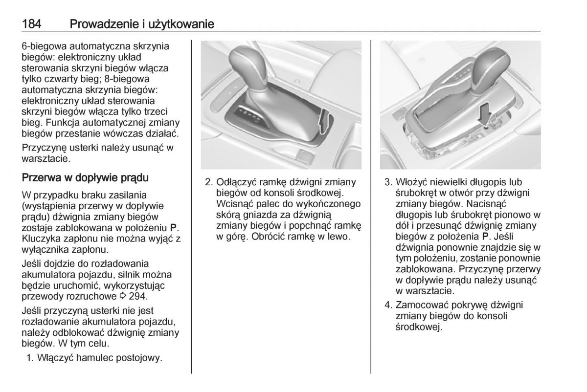 Opel Insignia B instrukcja obslugi / page 186