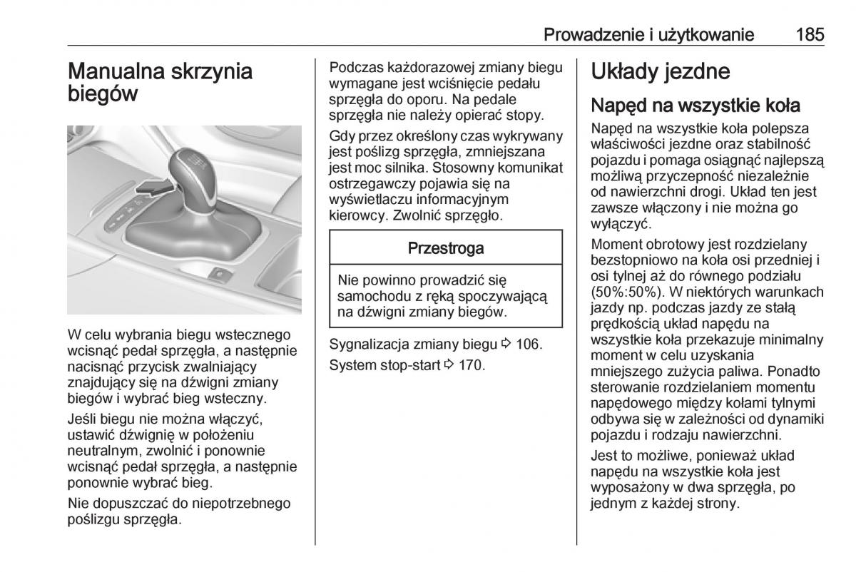 Opel Insignia B instrukcja obslugi / page 187