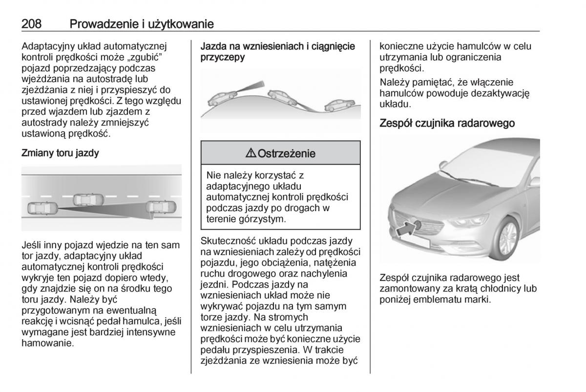 Opel Insignia B instrukcja obslugi / page 210