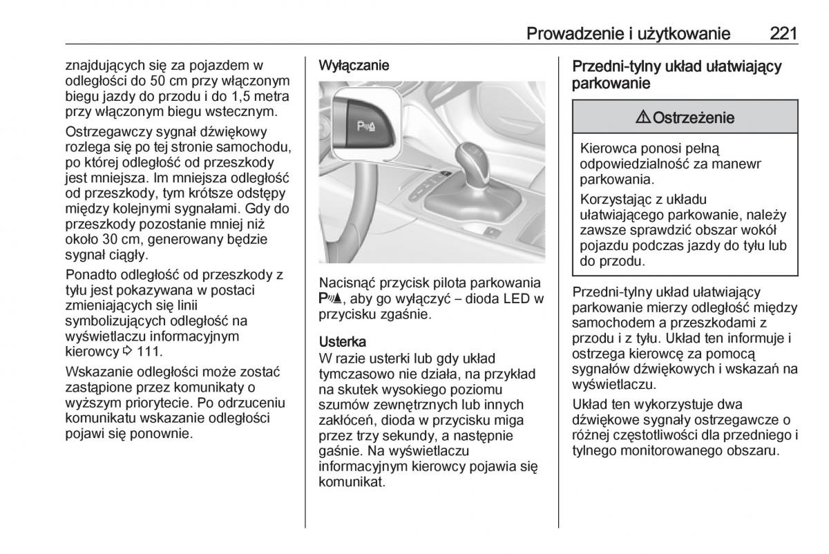 Opel Insignia B instrukcja obslugi / page 223