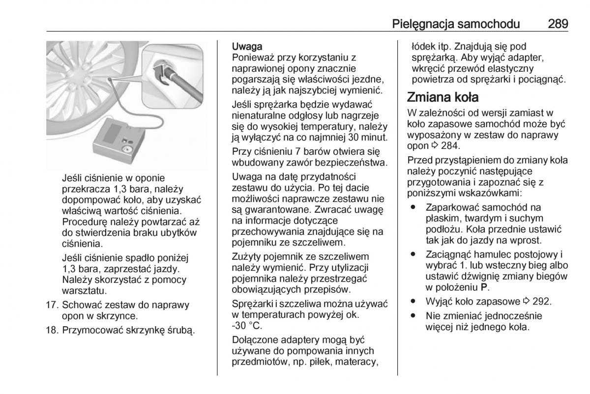 Opel Insignia B instrukcja obslugi / page 291