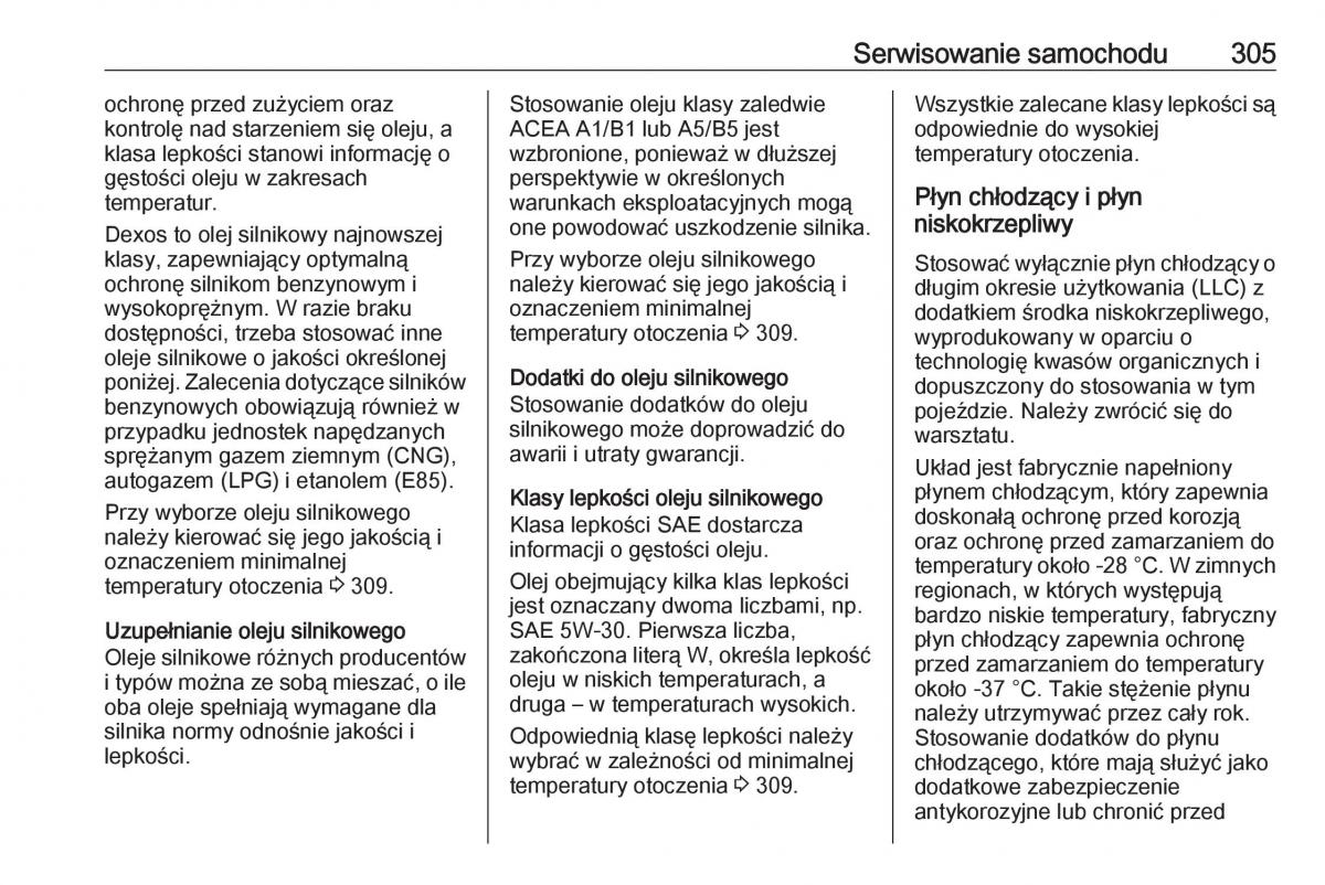 Opel Insignia B instrukcja obslugi / page 307