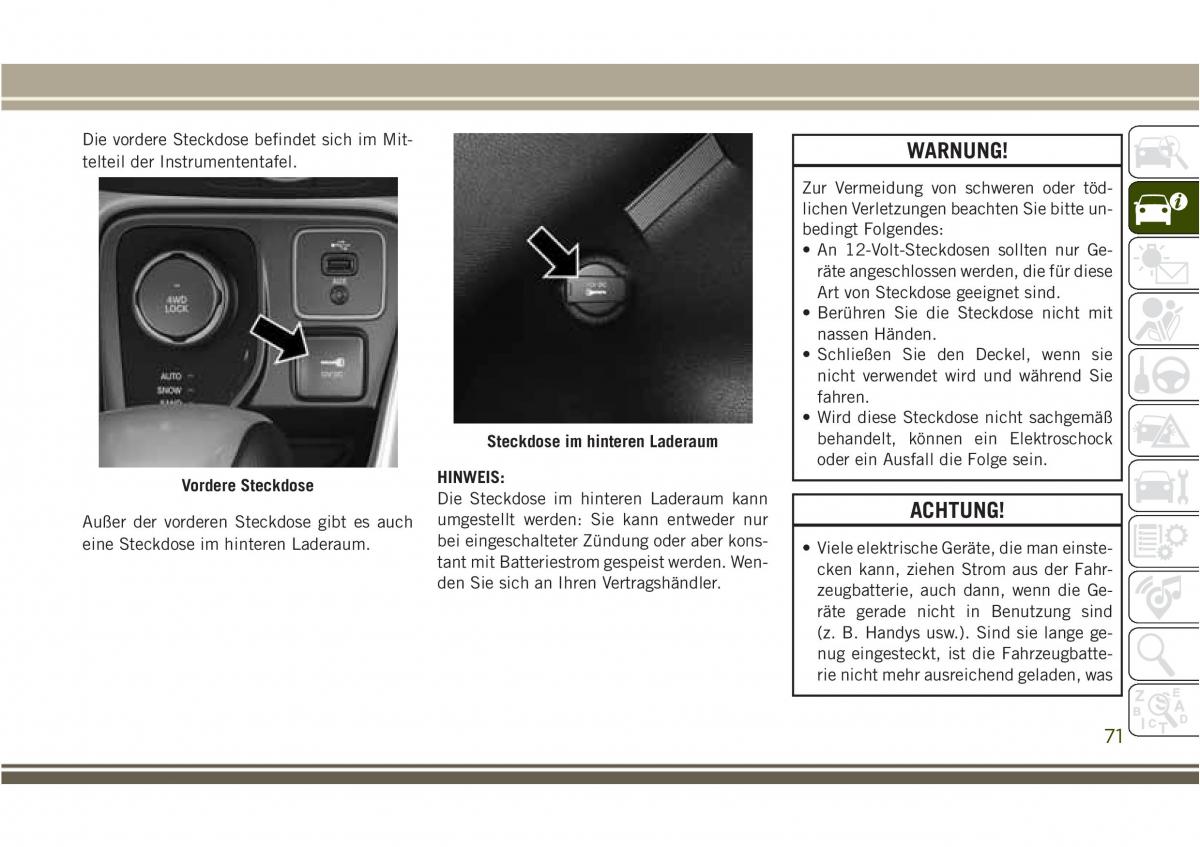 Jeep Compass II 2 Handbuch / page 73