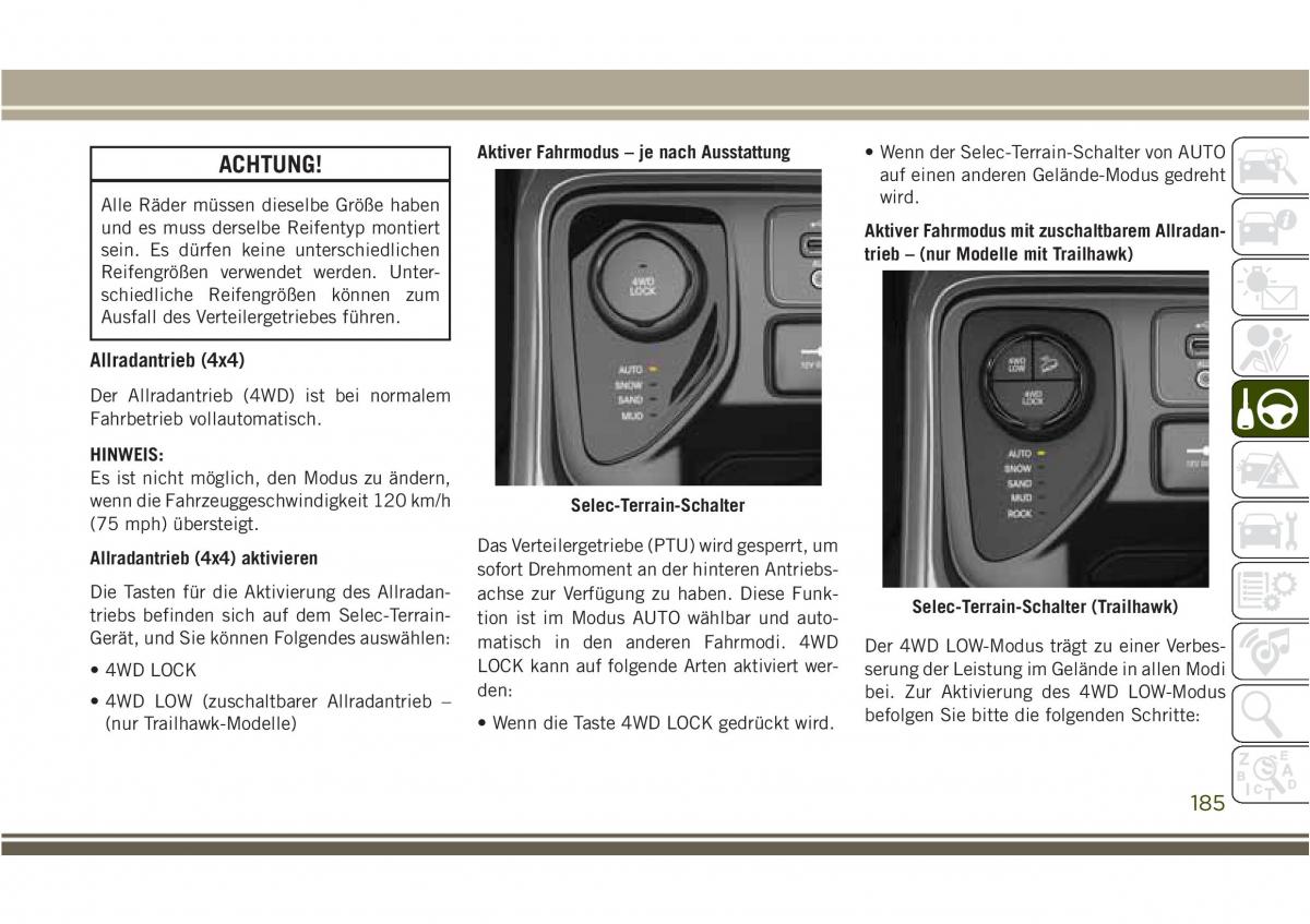 Jeep Compass II 2 Handbuch / page 187