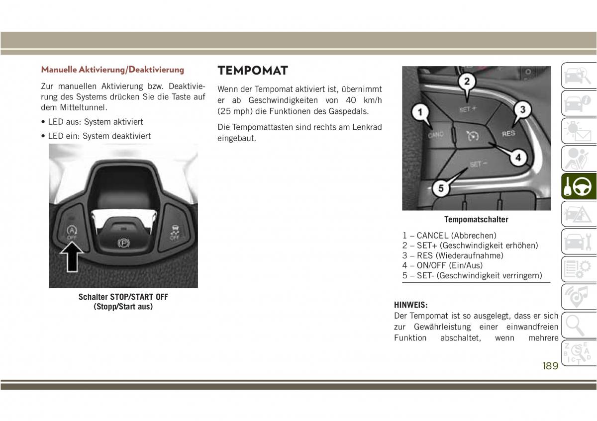 Jeep Compass II 2 Handbuch / page 191