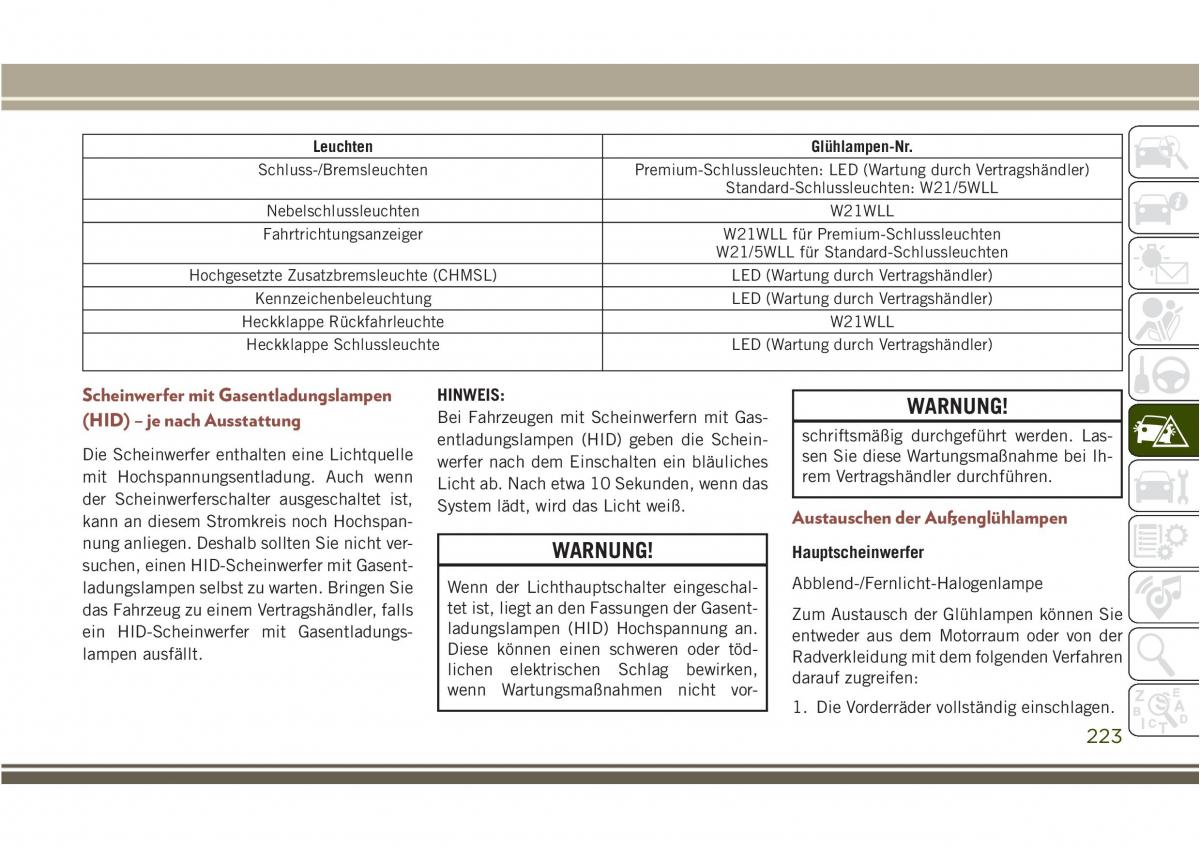 Jeep Compass II 2 Handbuch / page 225