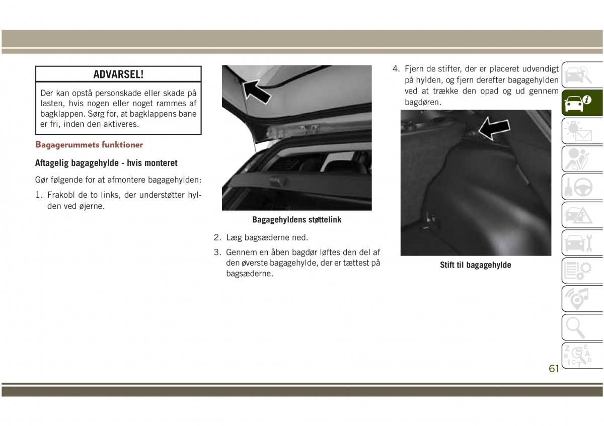 Jeep Compass II 2 Bilens instruktionsbog / page 63