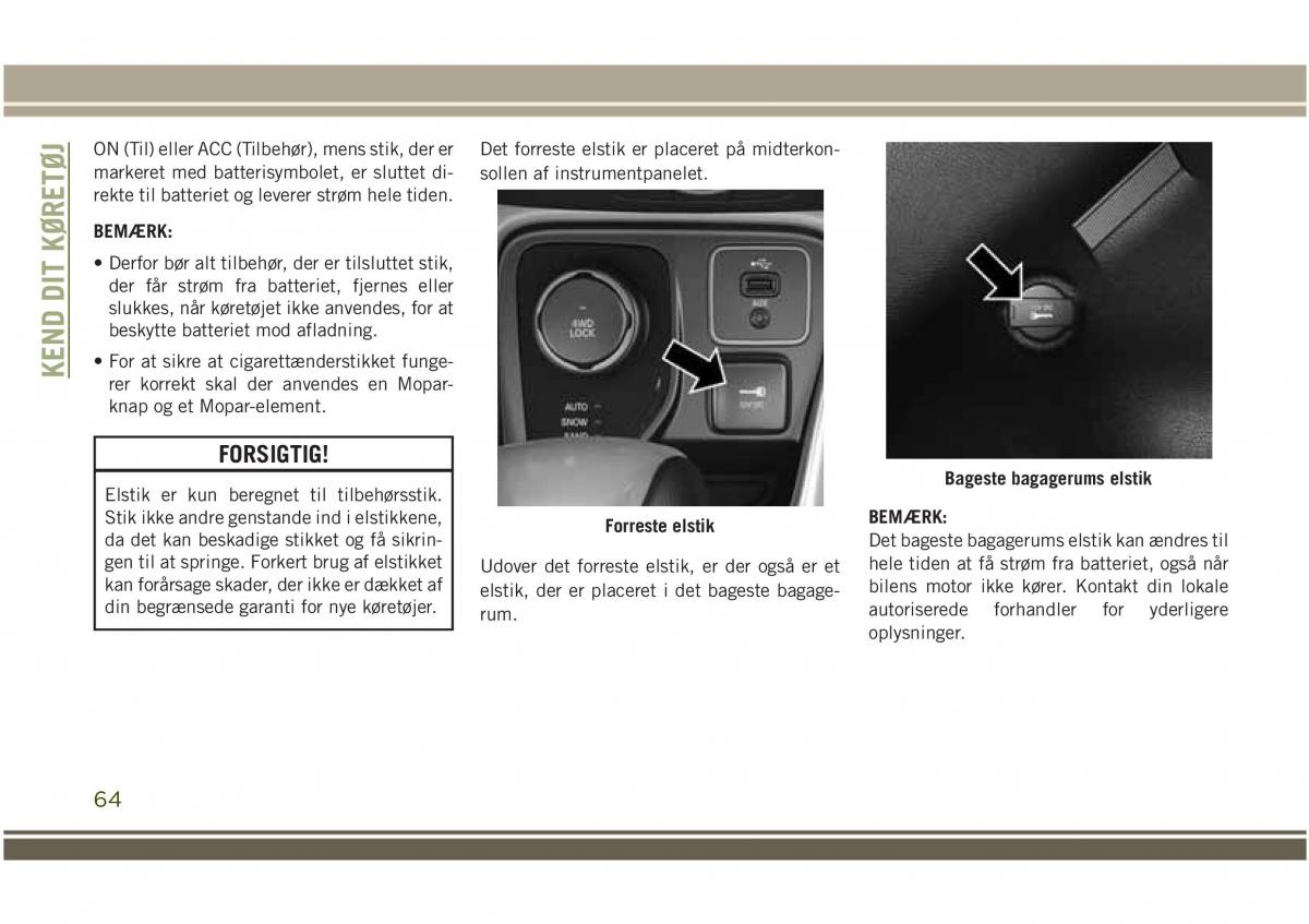 Jeep Compass II 2 Bilens instruktionsbog / page 66