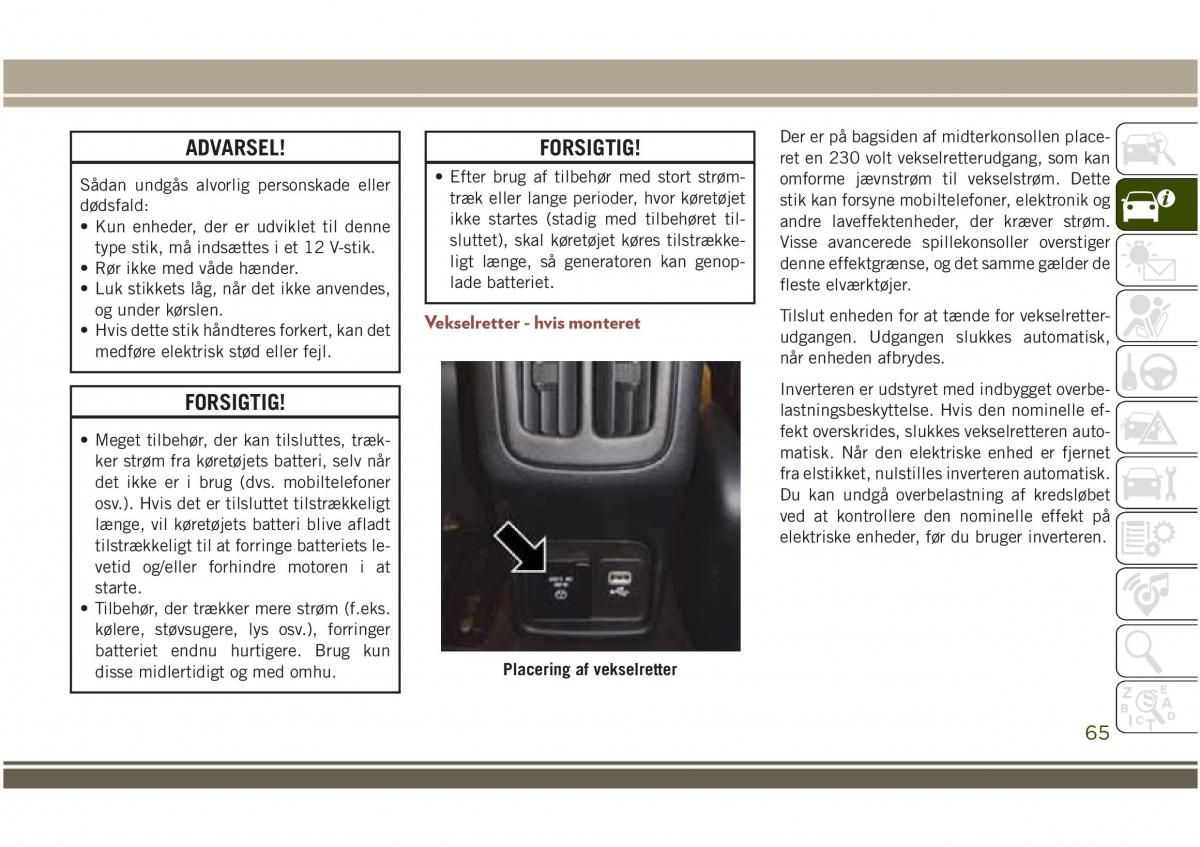 Jeep Compass II 2 Bilens instruktionsbog / page 67