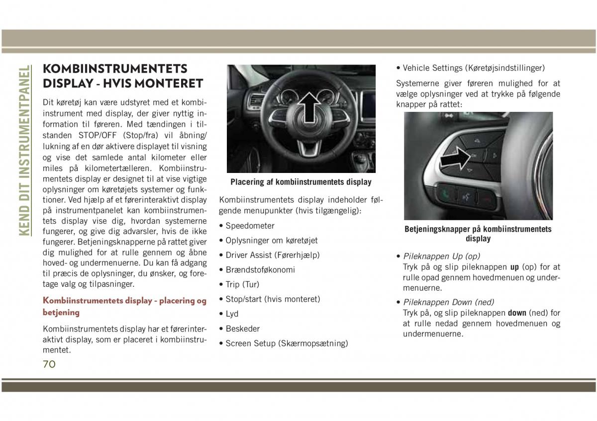 Jeep Compass II 2 Bilens instruktionsbog / page 72