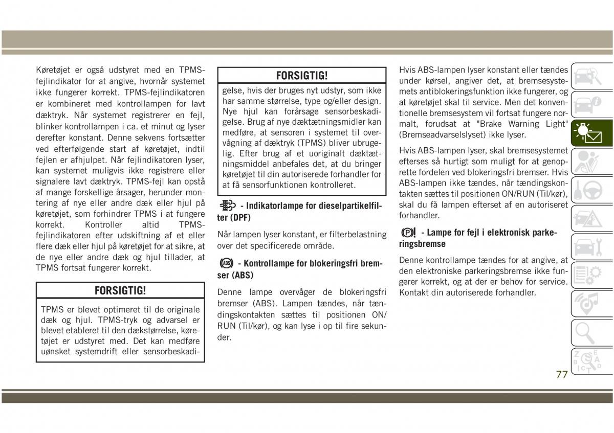 Jeep Compass II 2 Bilens instruktionsbog / page 79