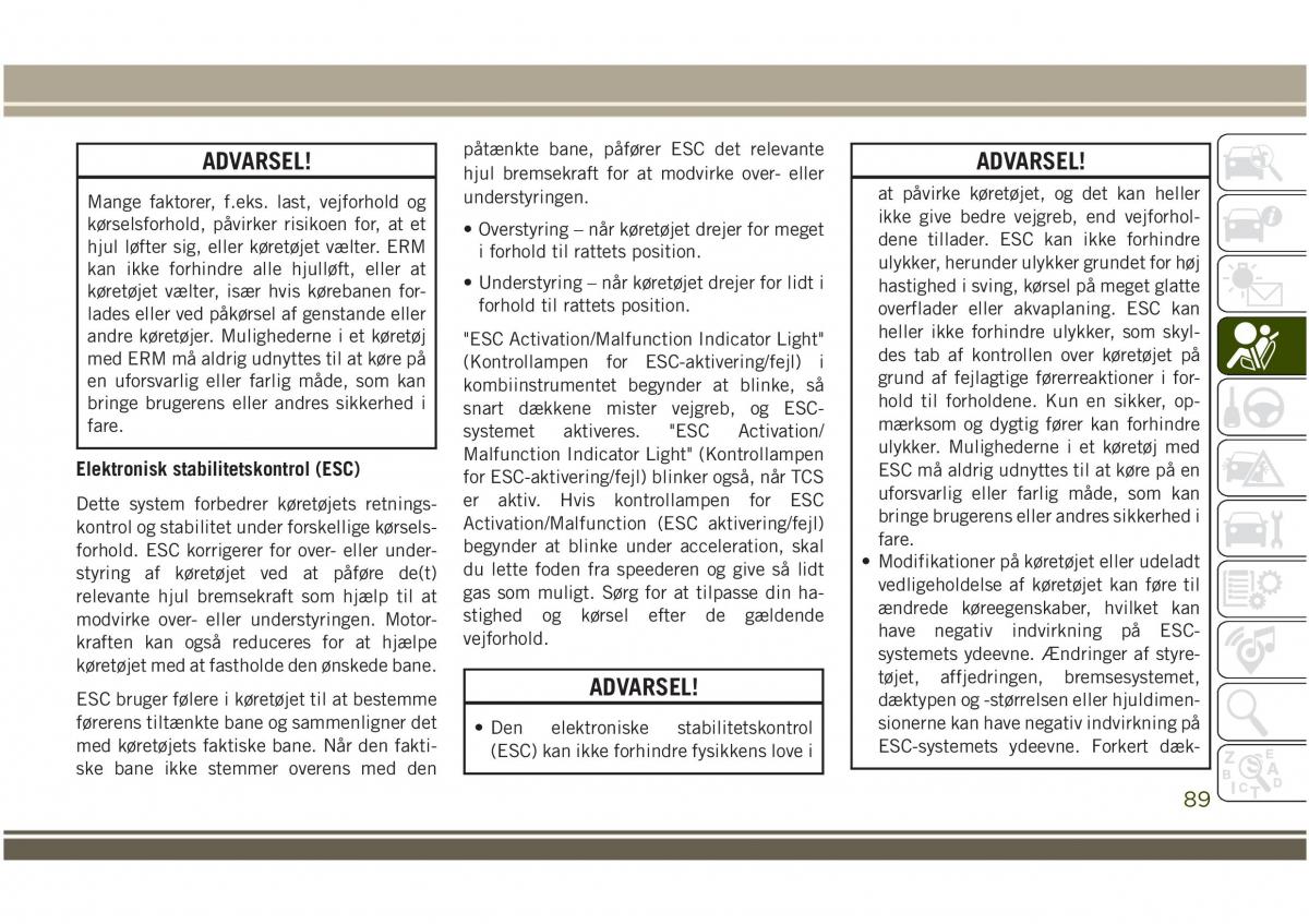 Jeep Compass II 2 Bilens instruktionsbog / page 91