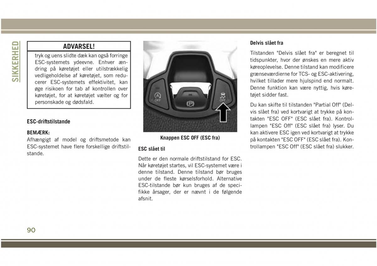 Jeep Compass II 2 Bilens instruktionsbog / page 92