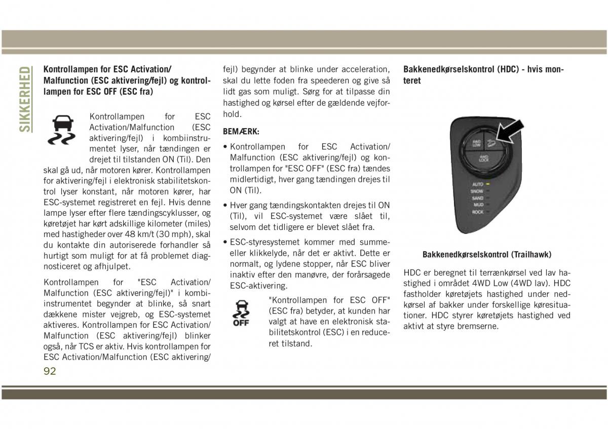 Jeep Compass II 2 Bilens instruktionsbog / page 94