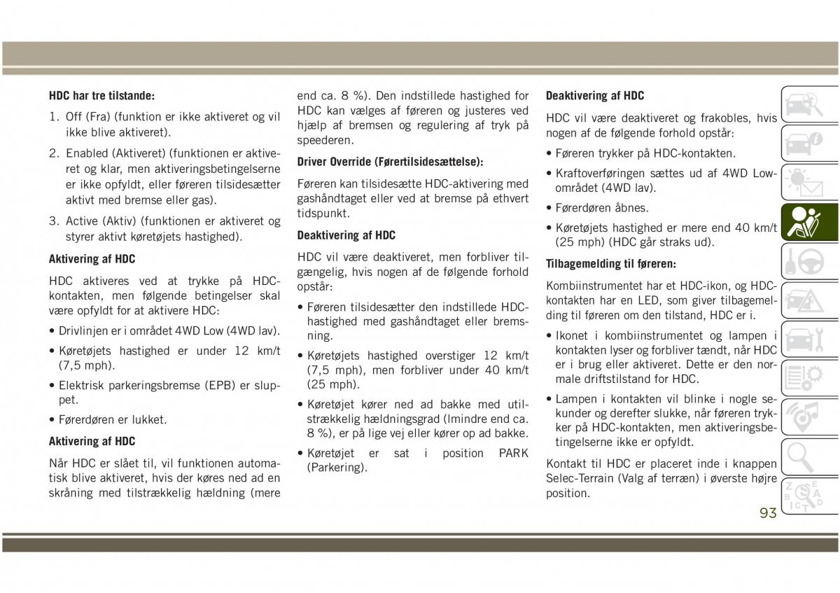 Jeep Compass II 2 Bilens instruktionsbog / page 95