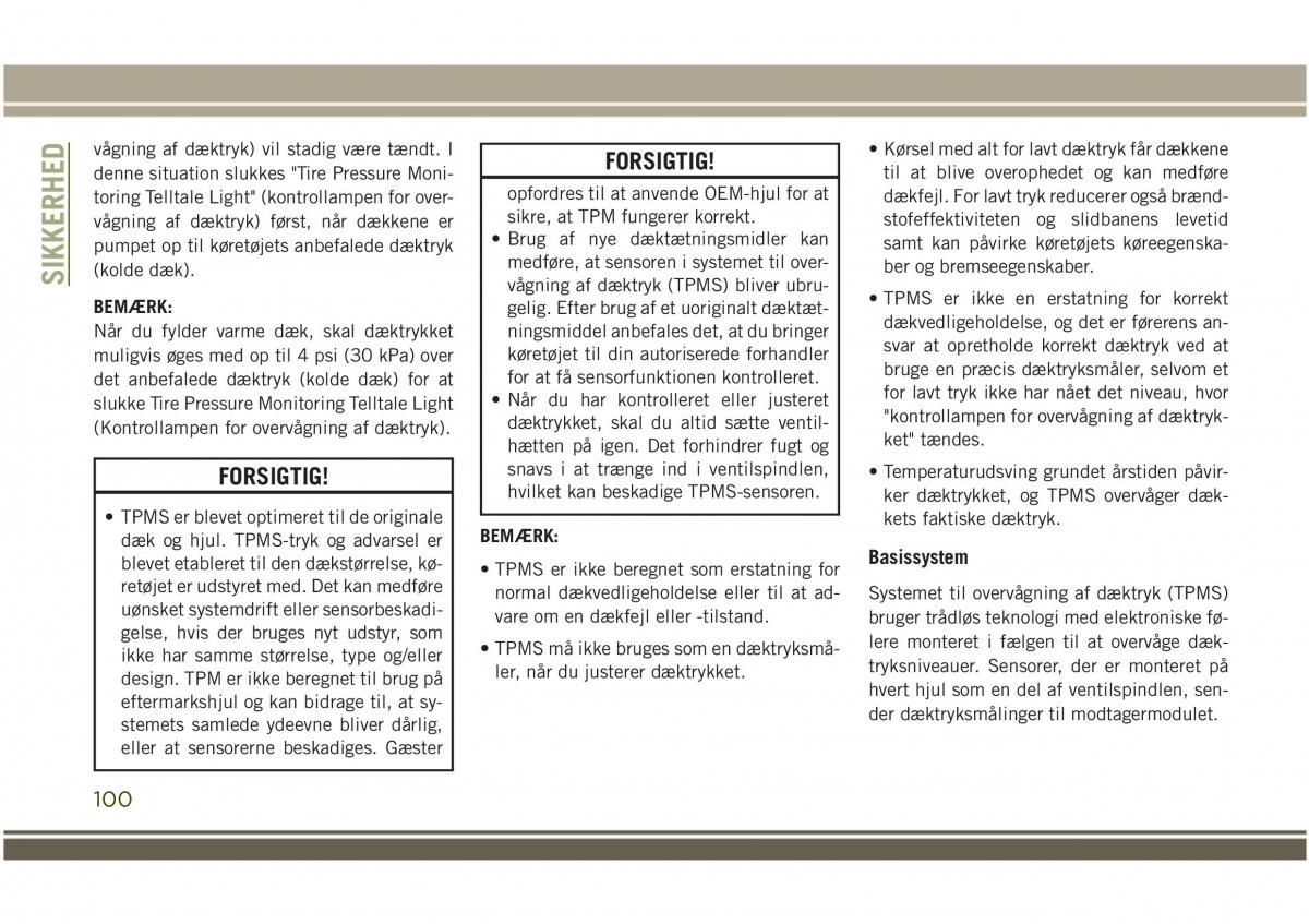 Jeep Compass II 2 Bilens instruktionsbog / page 102