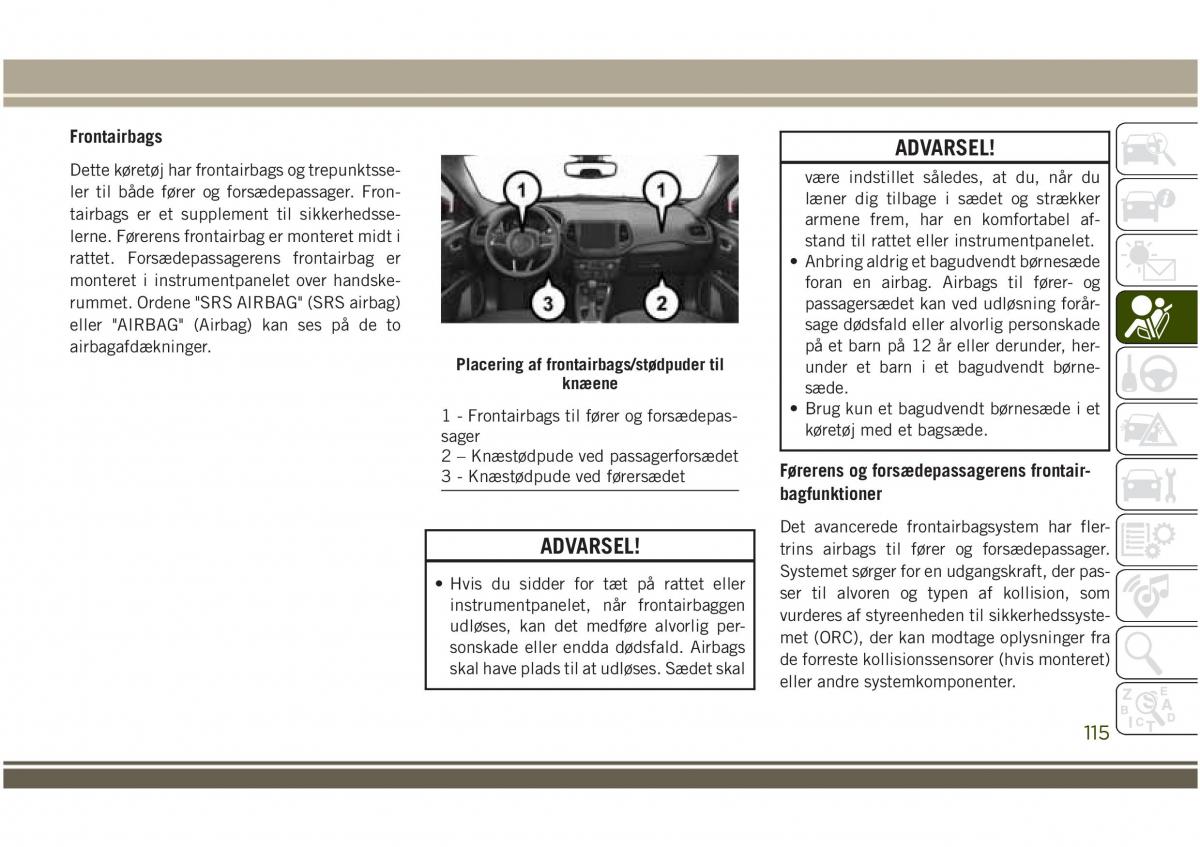 Jeep Compass II 2 Bilens instruktionsbog / page 117