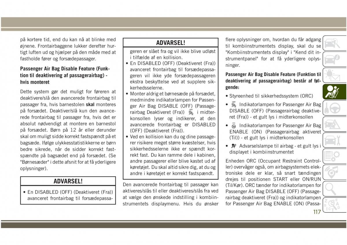 Jeep Compass II 2 Bilens instruktionsbog / page 119