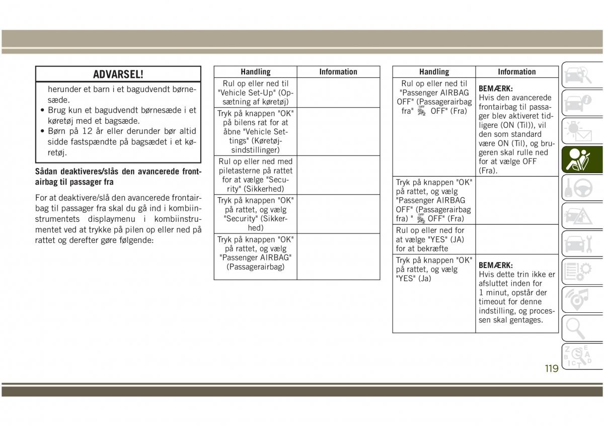 Jeep Compass II 2 Bilens instruktionsbog / page 121