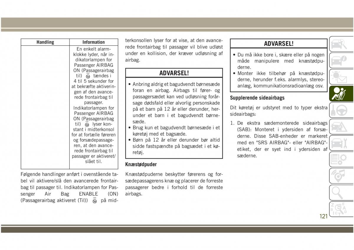 Jeep Compass II 2 Bilens instruktionsbog / page 123