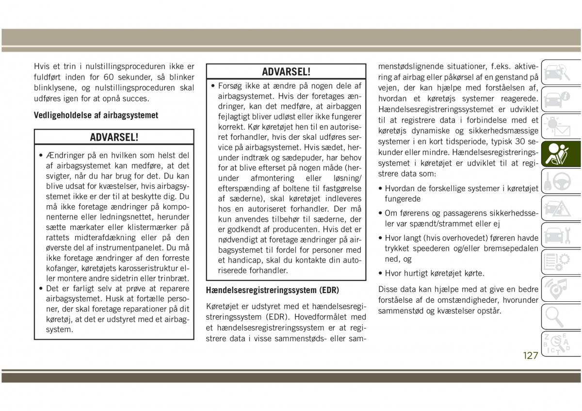 Jeep Compass II 2 Bilens instruktionsbog / page 129