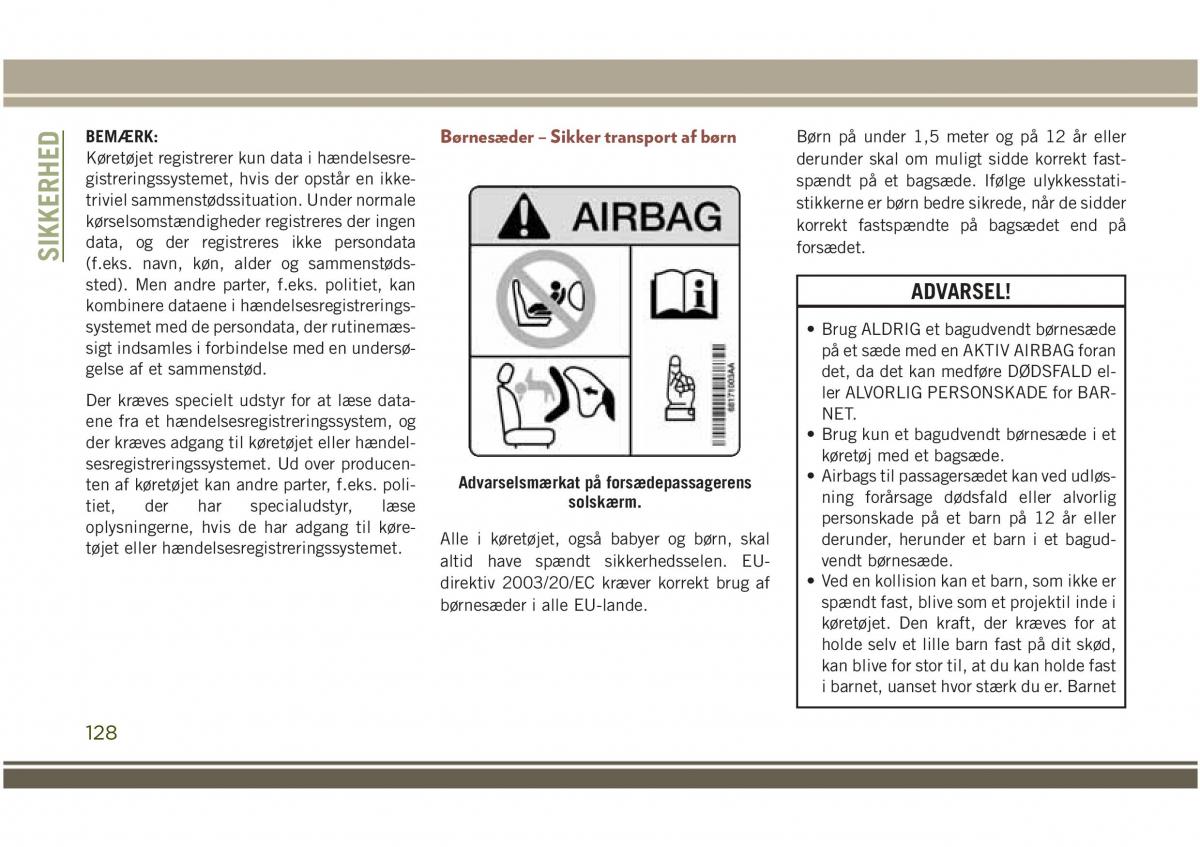 Jeep Compass II 2 Bilens instruktionsbog / page 130