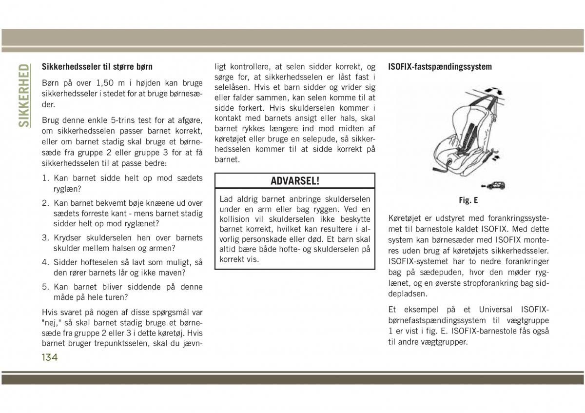 Jeep Compass II 2 Bilens instruktionsbog / page 136