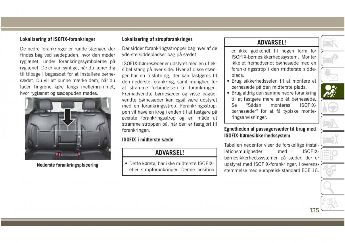 Jeep Compass II 2 Bilens instruktionsbog / page 137