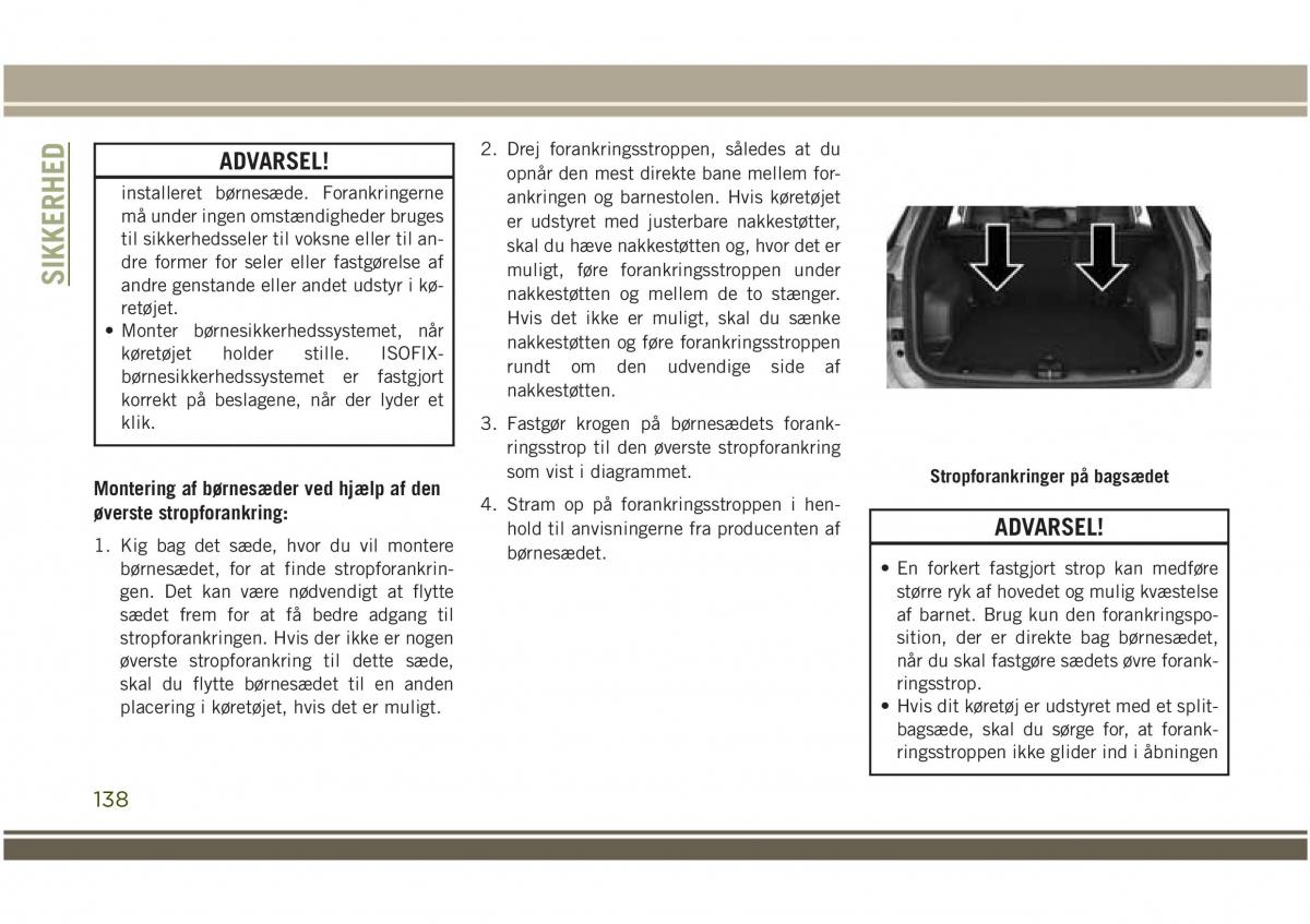 Jeep Compass II 2 Bilens instruktionsbog / page 140