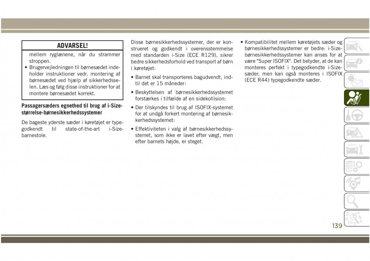 Jeep Compass II 2 Bilens instruktionsbog / page 141