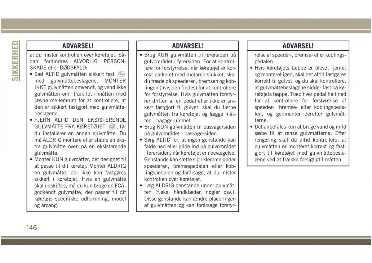 Jeep Compass II 2 Bilens instruktionsbog / page 148