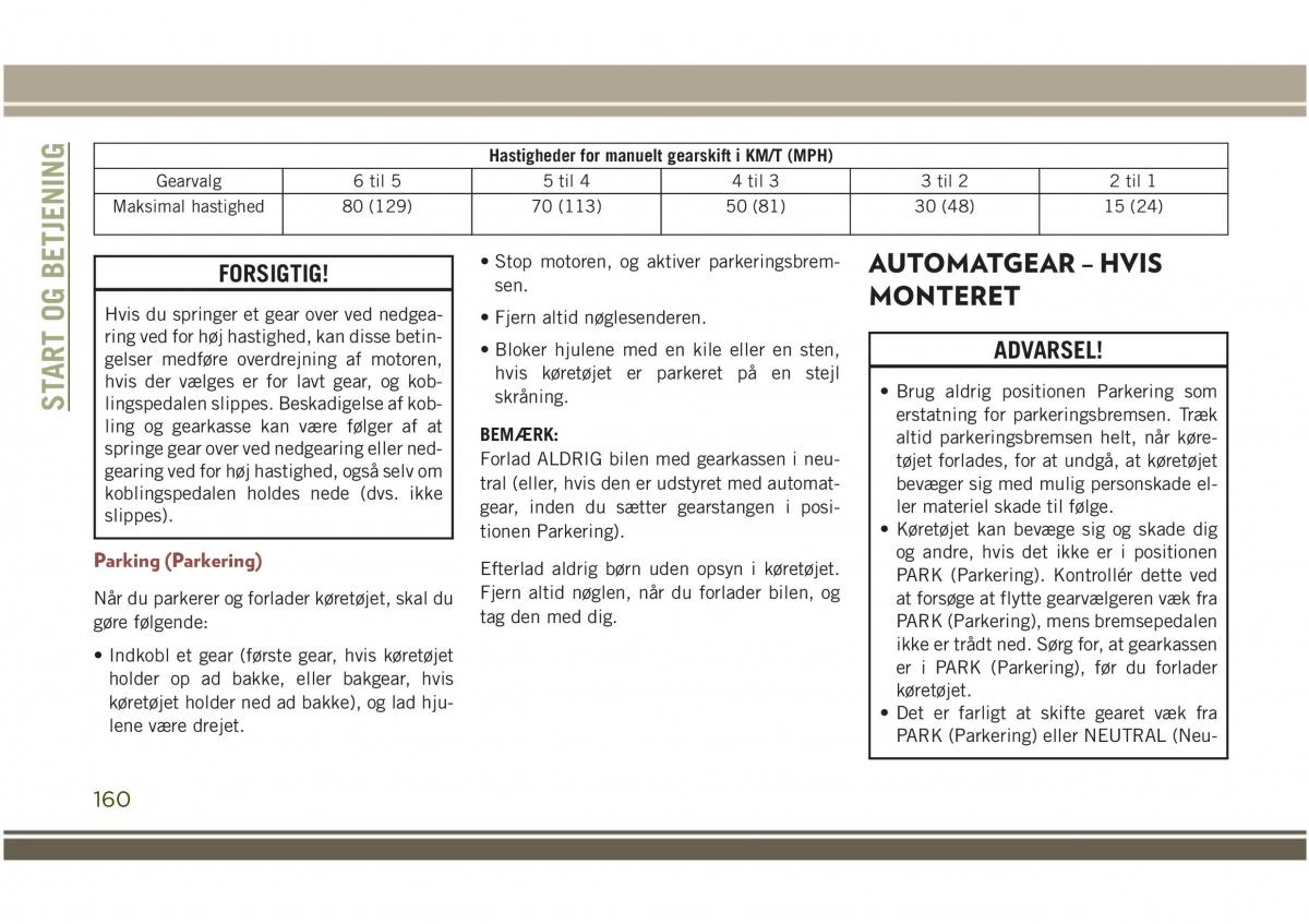 Jeep Compass II 2 Bilens instruktionsbog / page 162