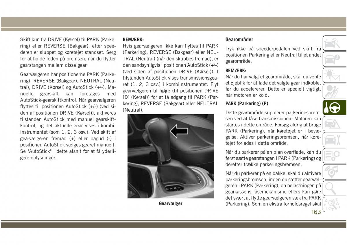 Jeep Compass II 2 Bilens instruktionsbog / page 165