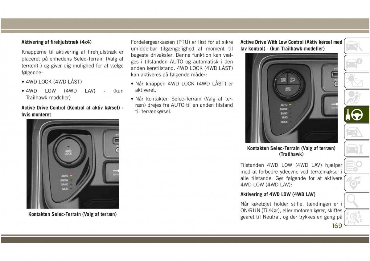 Jeep Compass II 2 Bilens instruktionsbog / page 171