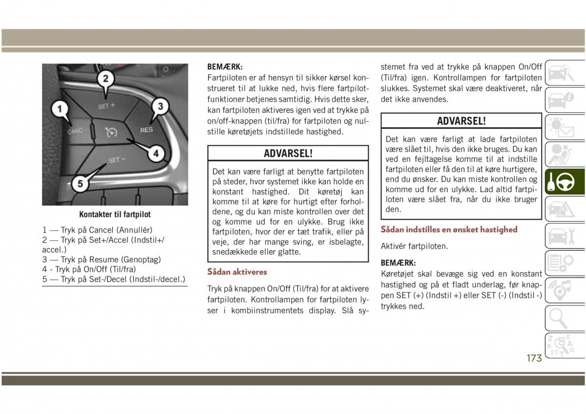 Jeep Compass II 2 Bilens instruktionsbog / page 175