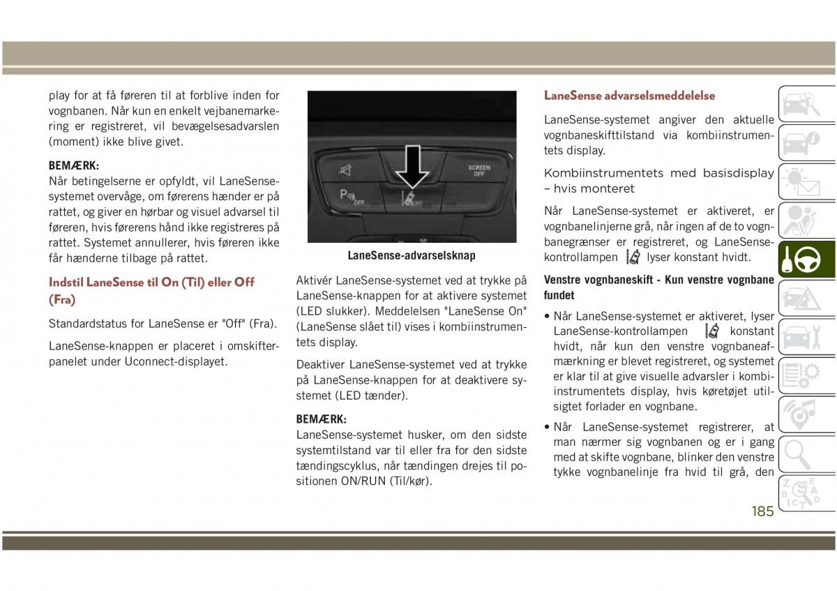 Jeep Compass II 2 Bilens instruktionsbog / page 187