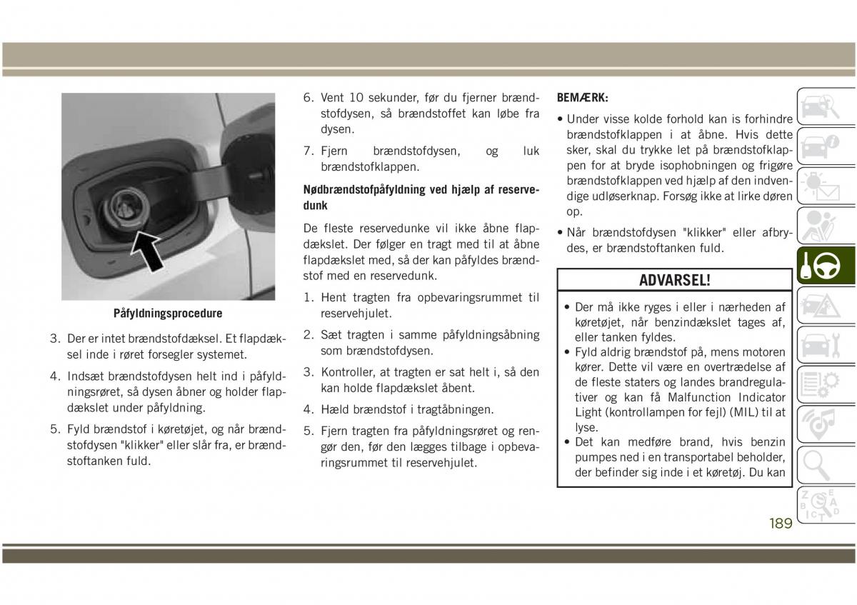 Jeep Compass II 2 Bilens instruktionsbog / page 191