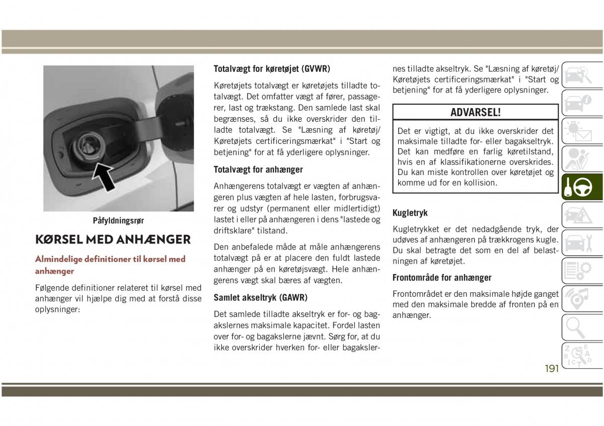 Jeep Compass II 2 Bilens instruktionsbog / page 193