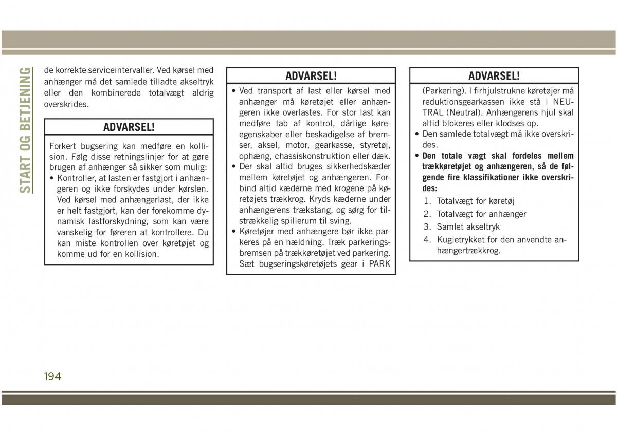 Jeep Compass II 2 Bilens instruktionsbog / page 196