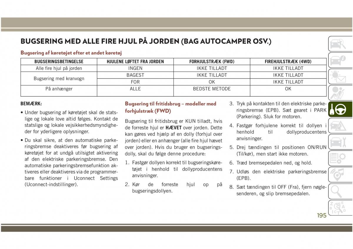 Jeep Compass II 2 Bilens instruktionsbog / page 197