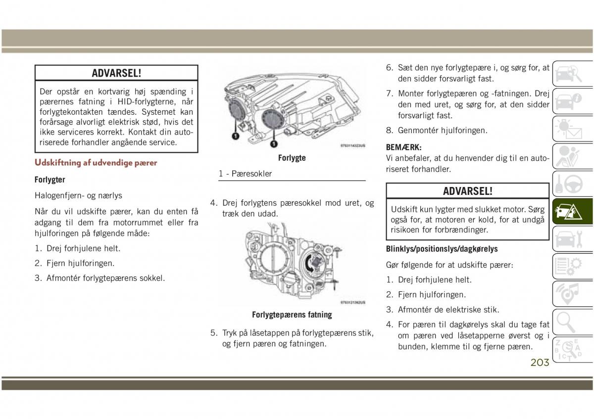 Jeep Compass II 2 Bilens instruktionsbog / page 205