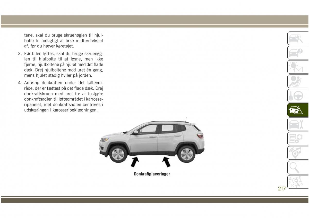 Jeep Compass II 2 Bilens instruktionsbog / page 219